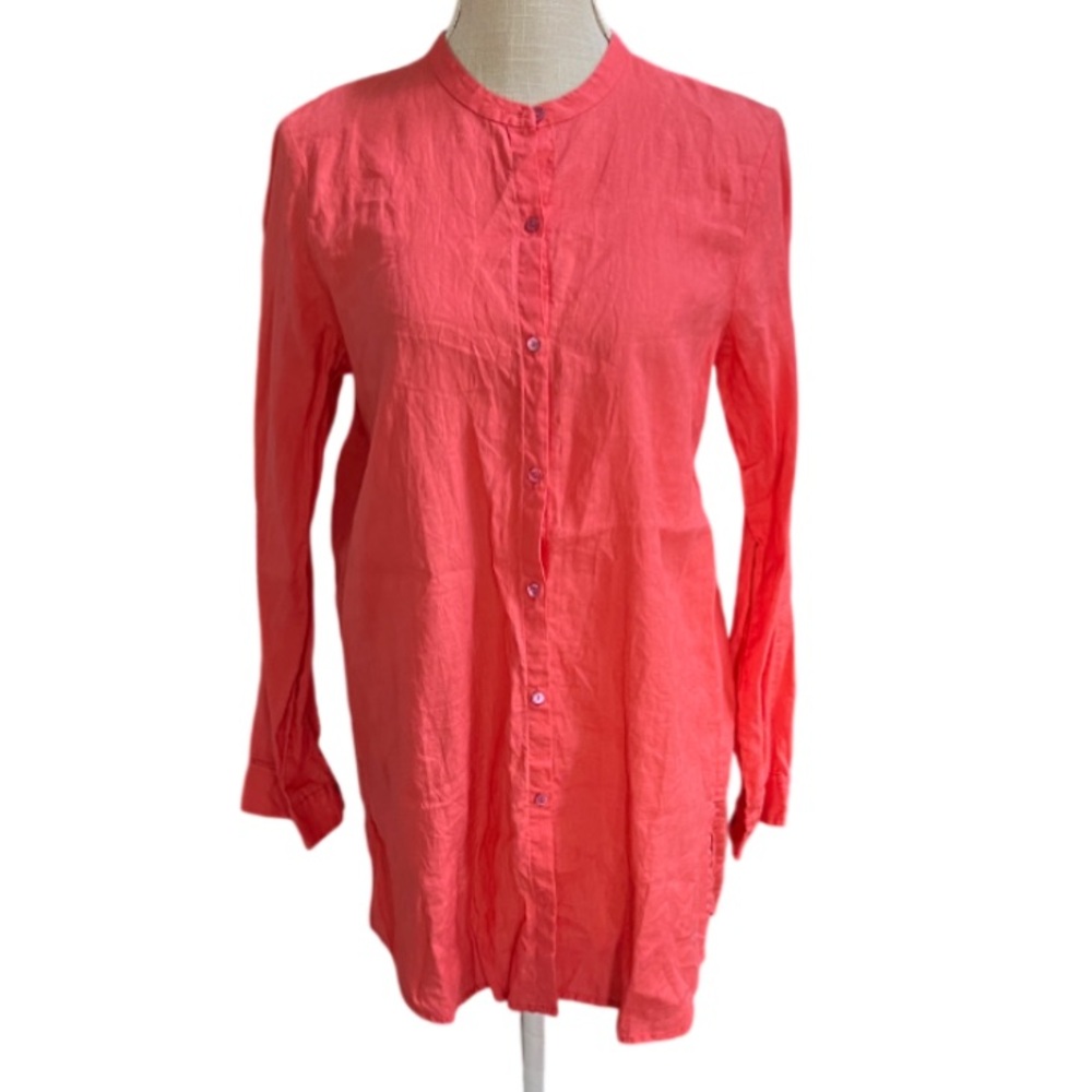 Eileen Fisher Organic Handkerchief Linen Shirt PINK GRAPEFRUIT - Small